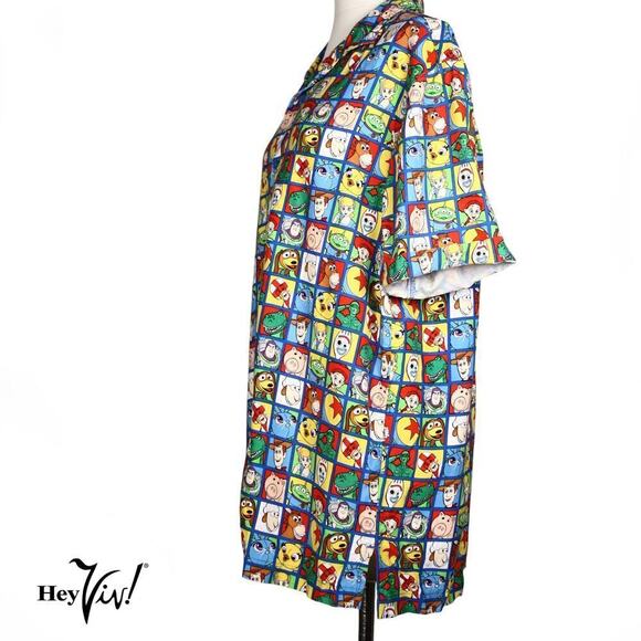 Disney Pixar Toy Story Shirt Mens Button Up Rayon Print Size Medium - Hey Viv - Picture 2 of 7